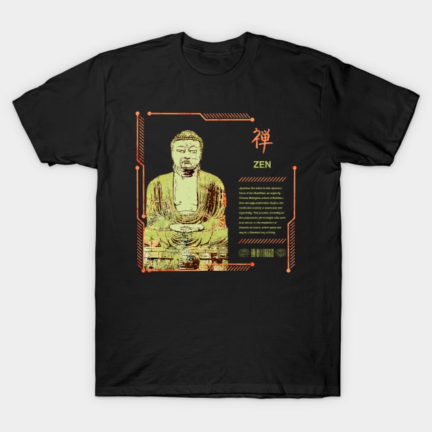 Japanese Zen Buddhism Spiritual Meditation Kanji Characters 650 T-Shirt by dvongart